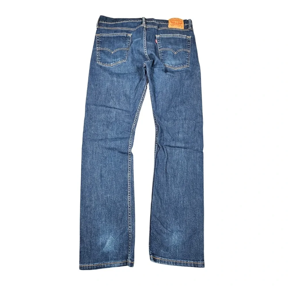 Levi's 513 Slim Straight Jeans Men 36x32 Dark Wash Blue Stretch Denim 085130183 - Picture 7 of 11